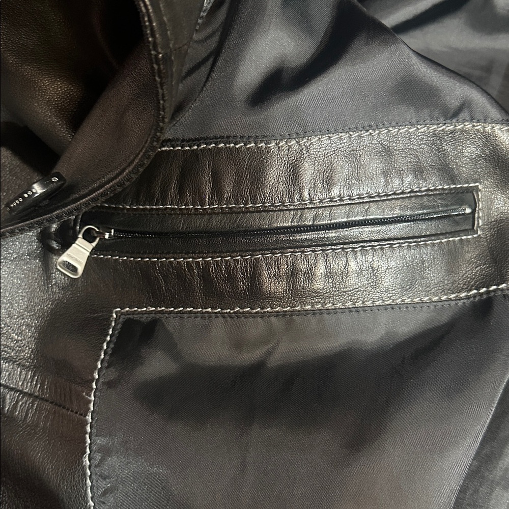 Hugo Boss Men’s Black Lamb Nappa Leather Jacket - Picture 6 of 6
